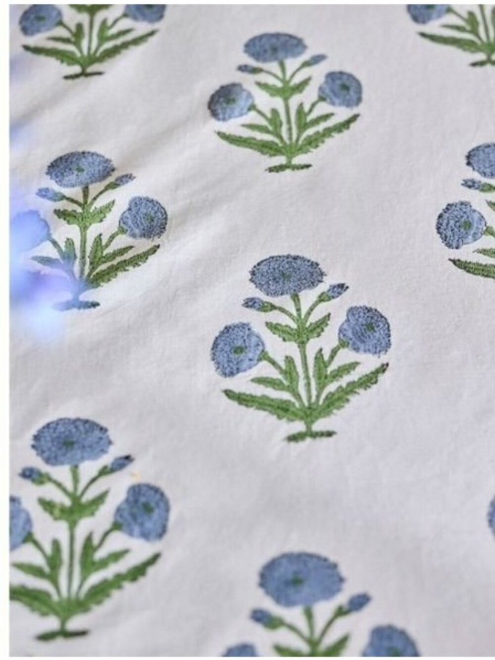 Anthropologie NWOT Blue Posy Cotton Tablecloth Round 120" Diameter - Picture 2 of 4